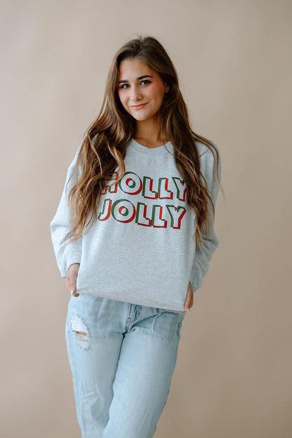 HOLLY JOLLY GREY SWEATSHIRT