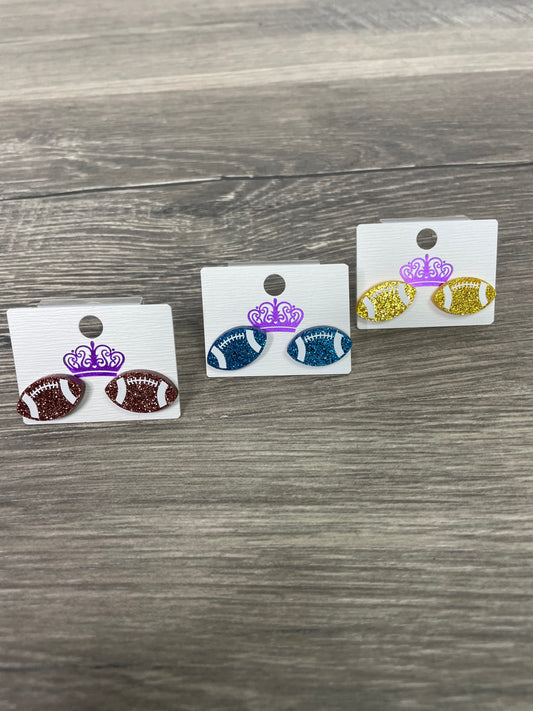 GLITTER FOOTBALL EARRING