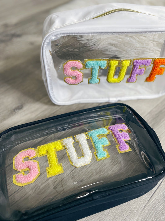 STUFF LETTER CLEAR COSMETIC BAG