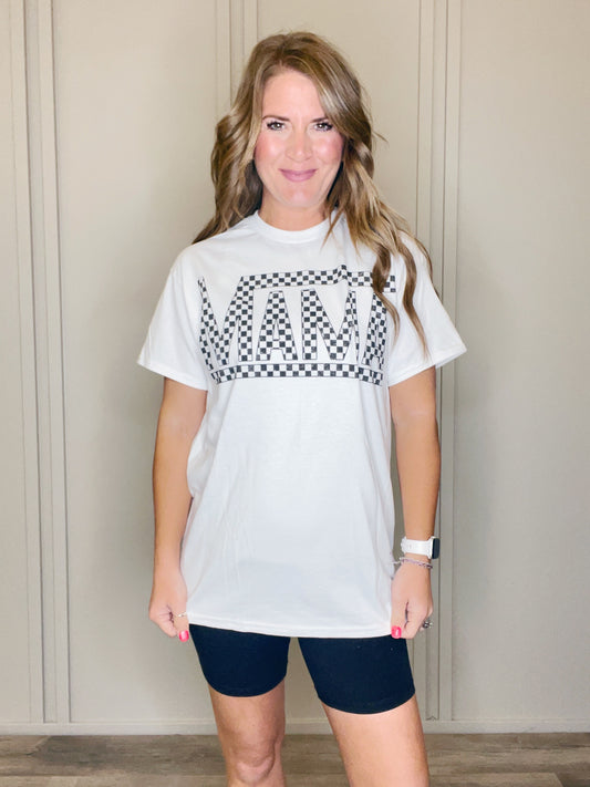 CHECKER MAMA OVERSIZED GRAPHIC TEE