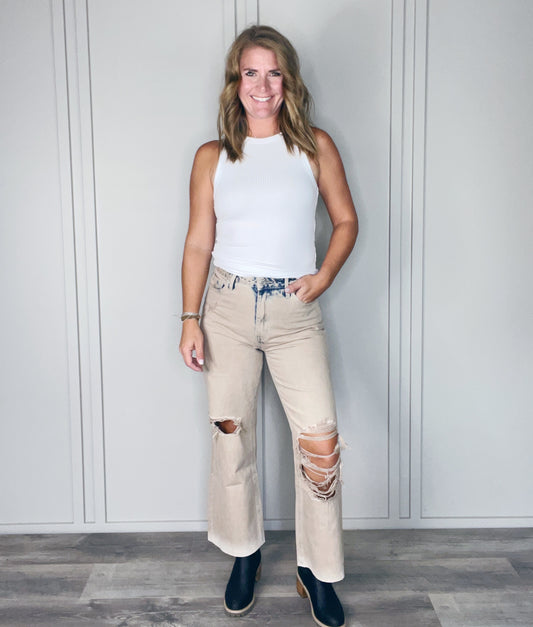 90s VINTAGE CROP ACID WASH JEAN