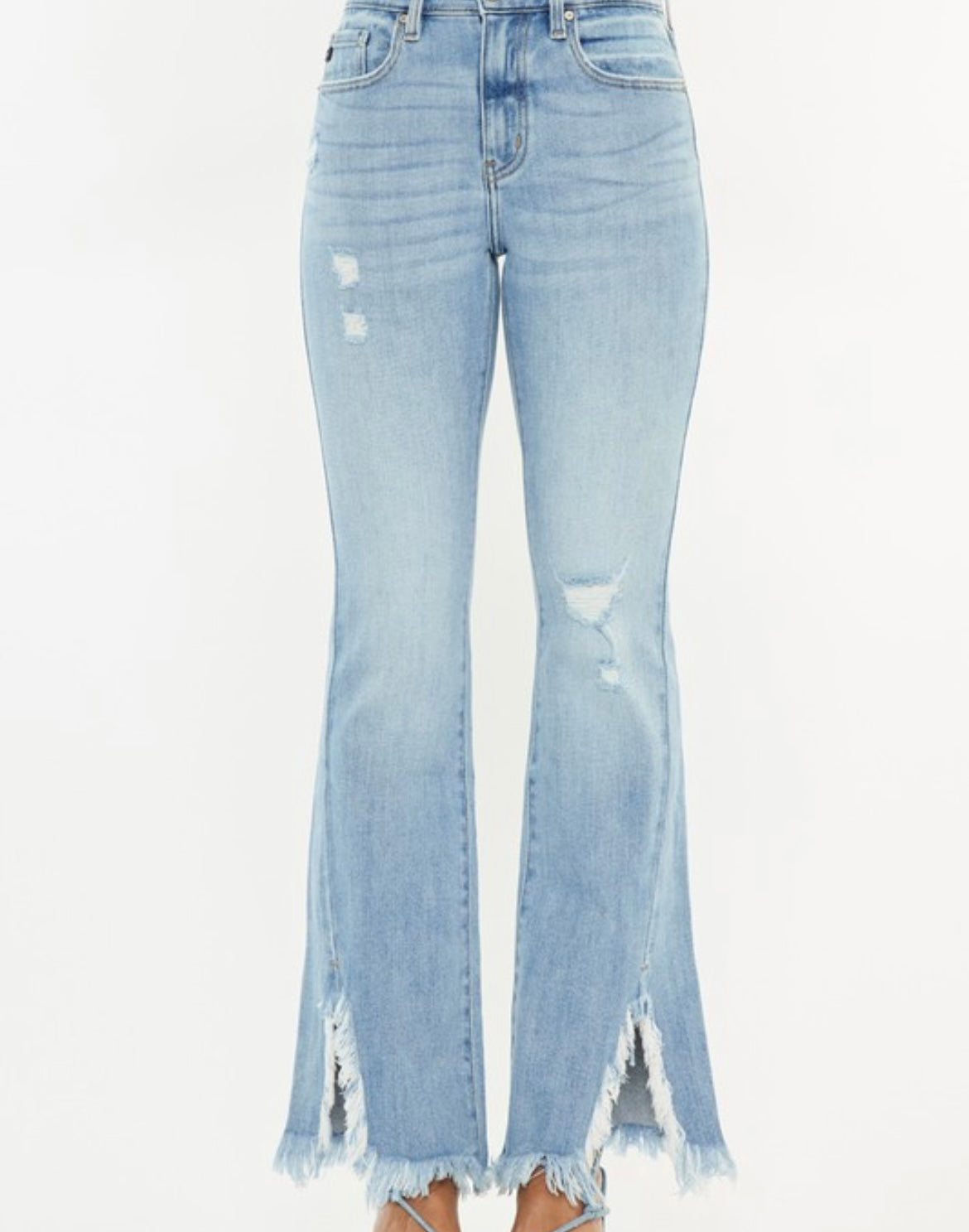 HIGH RISE LEG DISTRESS BOOTCUT JEAN