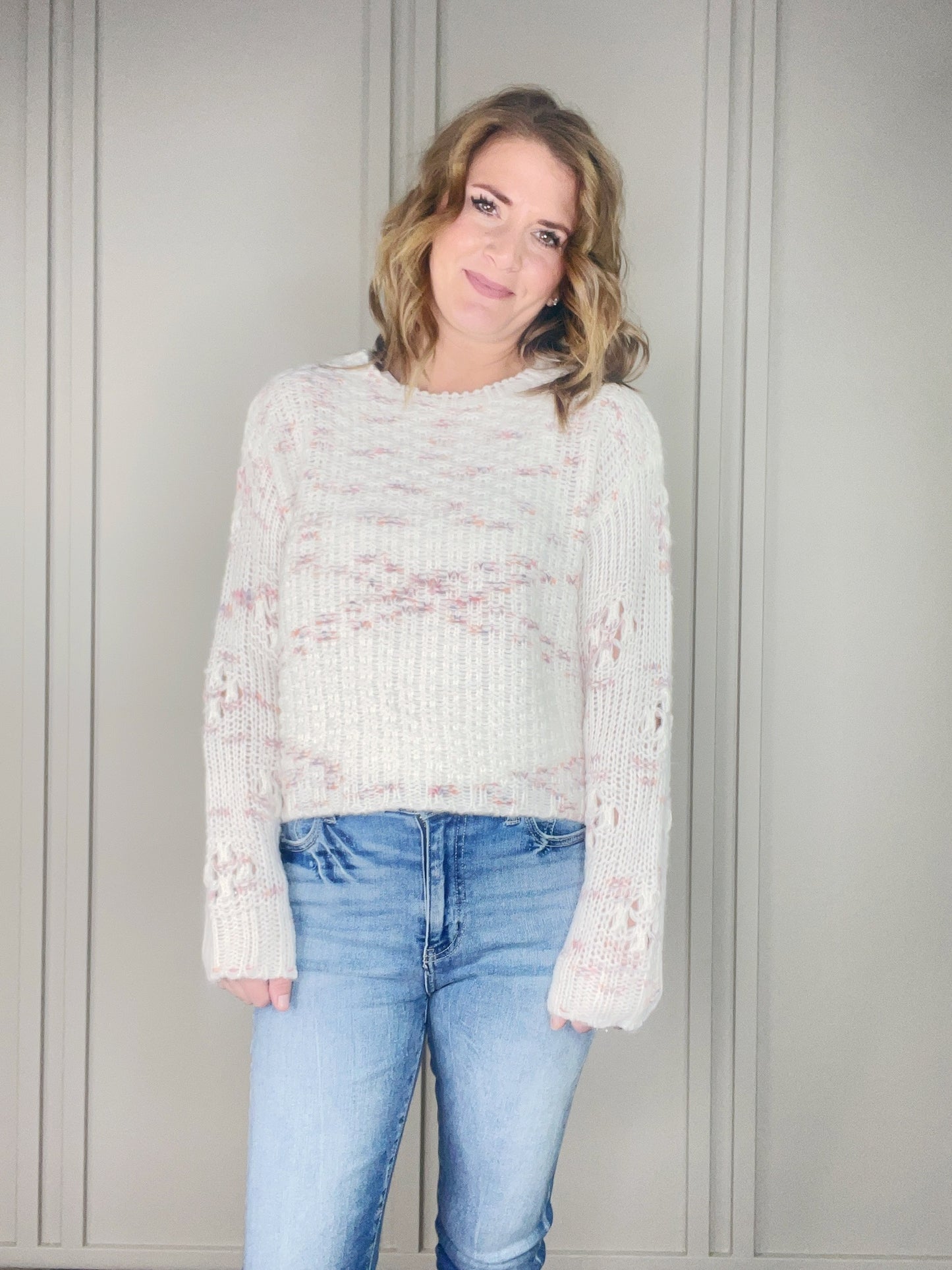 WHITE SPECKLE SWEATER