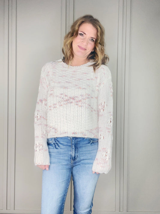 WHITE SPECKLE SWEATER