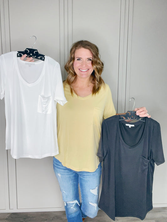 KNIT SOLID JERSEY BASIC VNECK TSHIRT