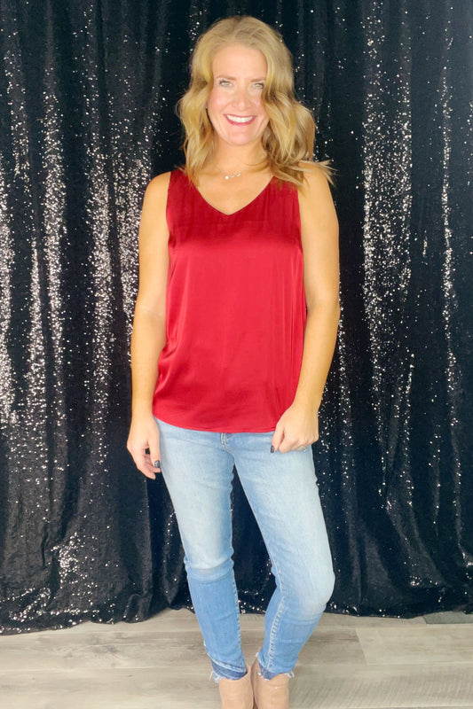 SATIN CHARMEUSE V-NECK CAMI ‘BF