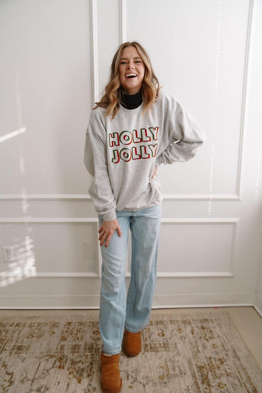 HOLLY JOLLY GREY SWEATSHIRT
