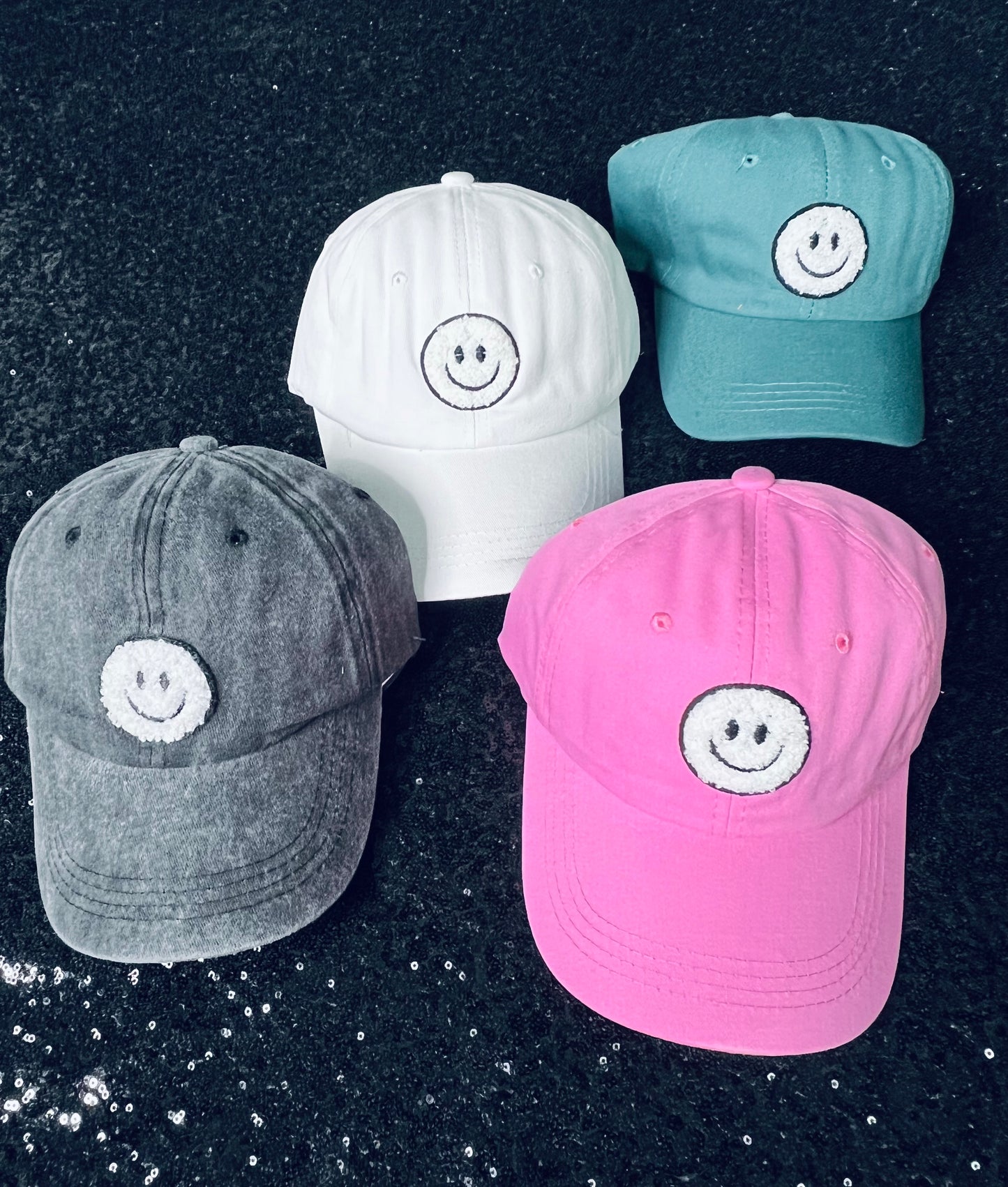 WASHED SHERPA HAPPY FACE BASEBALL CAP ‘BF