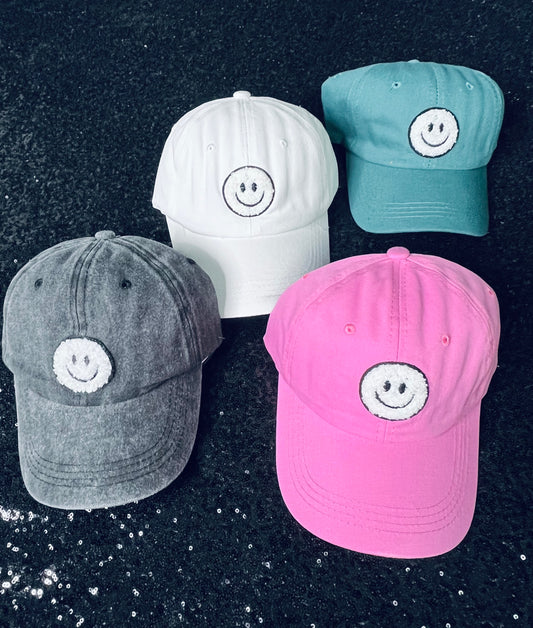 WASHED SHERPA HAPPY FACE BASEBALL CAP ‘BF