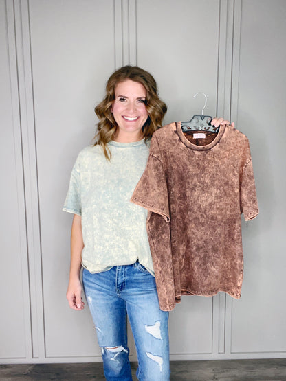 WASHED SHORT SLEEVE TOP
