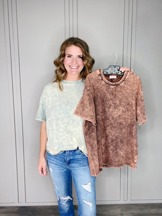 WASHED SHORT SLEEVE TOP