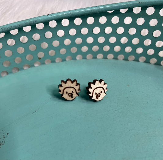 WOODEN TURKEY STUD EARRING