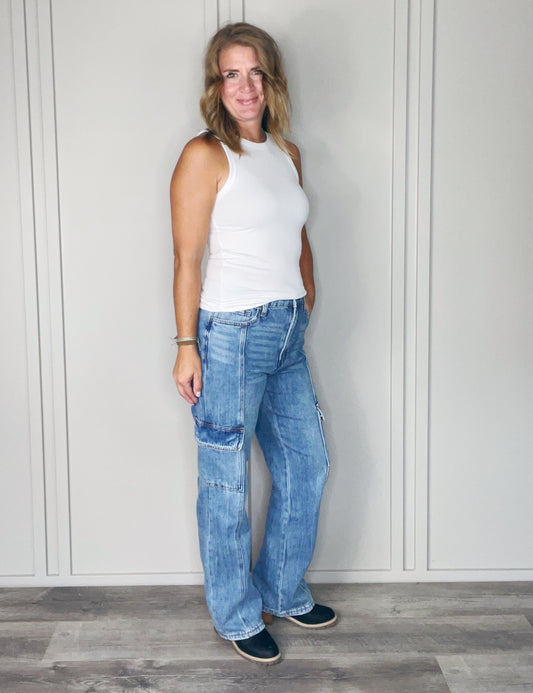 HIGH RISE DAD CARGO JEAN
