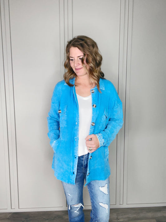 COTTON WAFFLE ACID WASH SHACKET