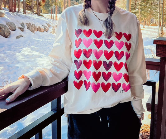 WATERCOLOR HEART LONG SLEEVE TEE