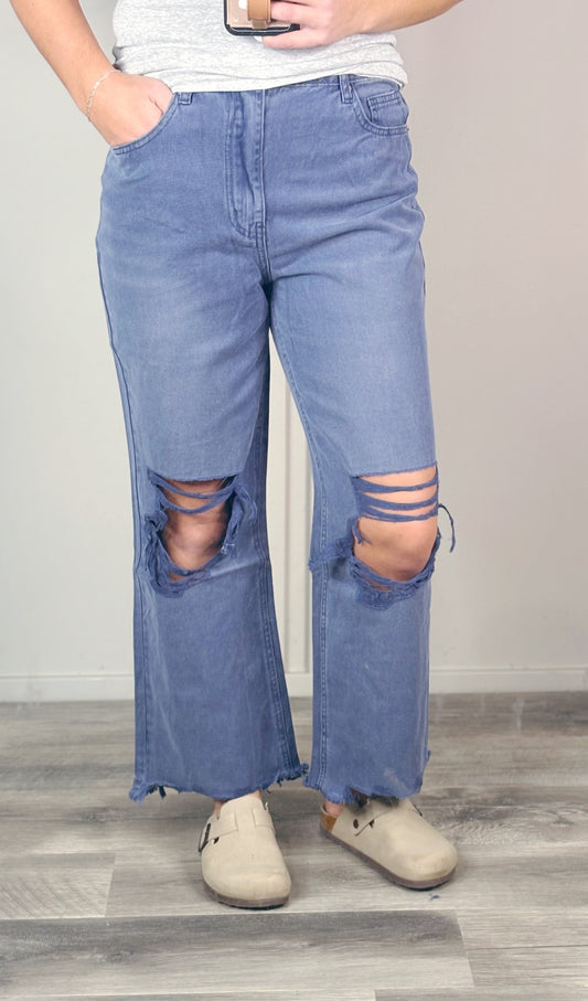 ZENANA BLUE DISTRESSED DENIM