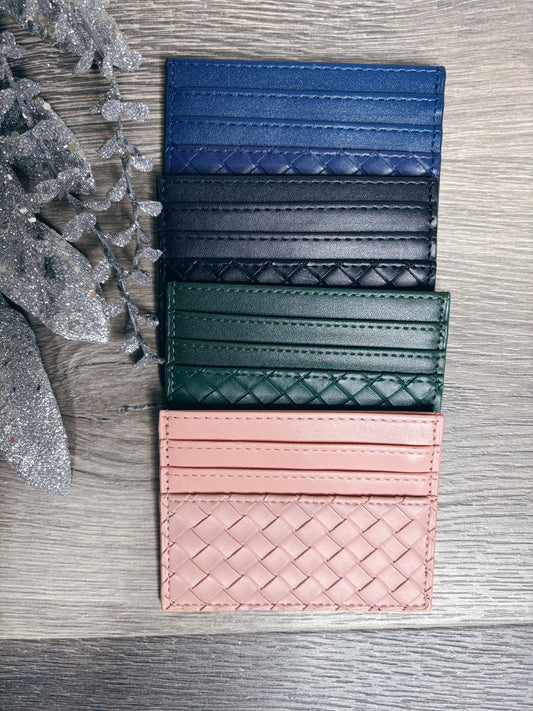 -BF-SLIM WOVEN LEATHER WALLET CARD HOLDER