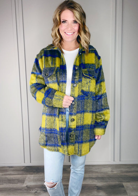 FUZZY PLAID SHACKET
