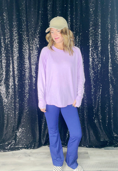 WASHED THUMB HOLE CUFF SCOOP NECK LONG SLEEVE ‘BF