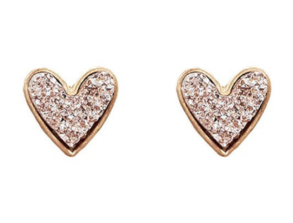 HEART DRUSY STONE POST EARRING