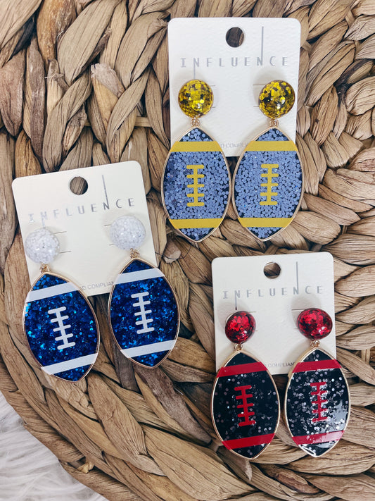 FOOTBALL SPARKLE POST EARRING