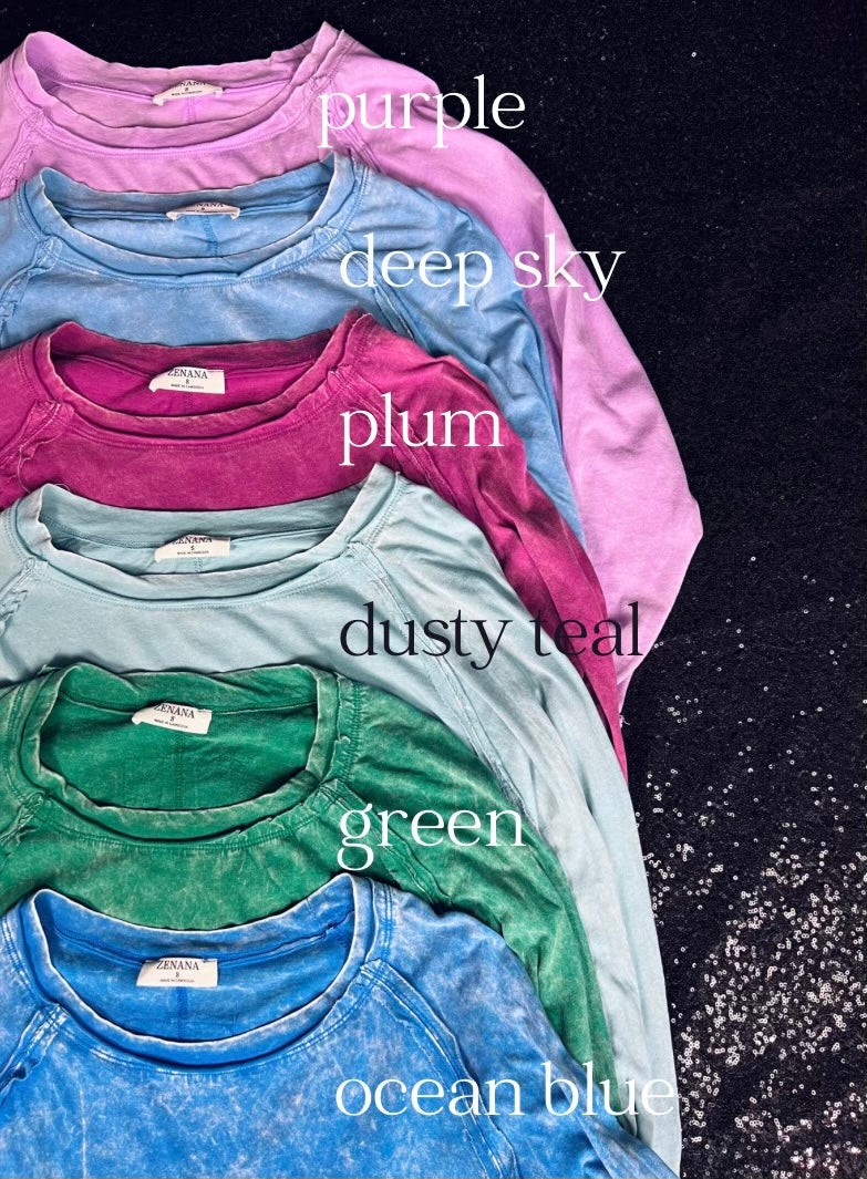 WASHED THUMB HOLE CUFF SCOOP NECK LONG SLEEVE ‘BF