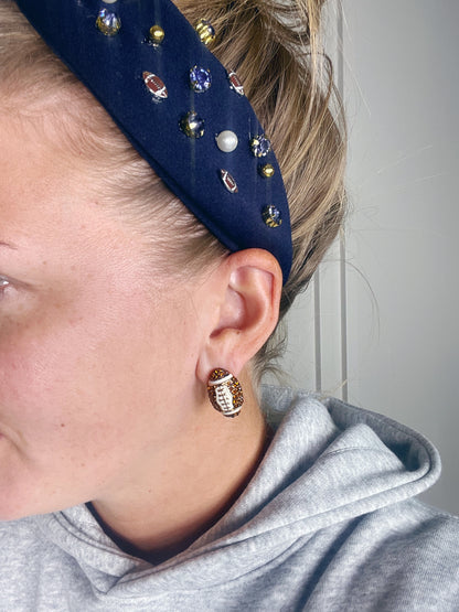 STONE FOOTBALL STUD EARRING