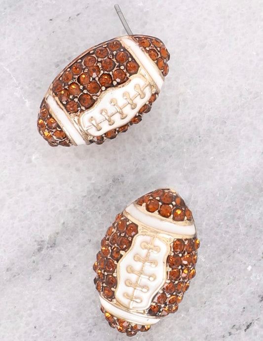 STONE FOOTBALL STUD EARRING