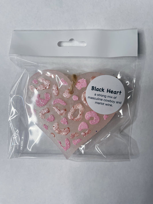 WHITE LEOPARD BLACK HEART FRESHIE