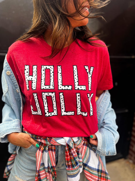 RED HOLLY JOLLY TEE
