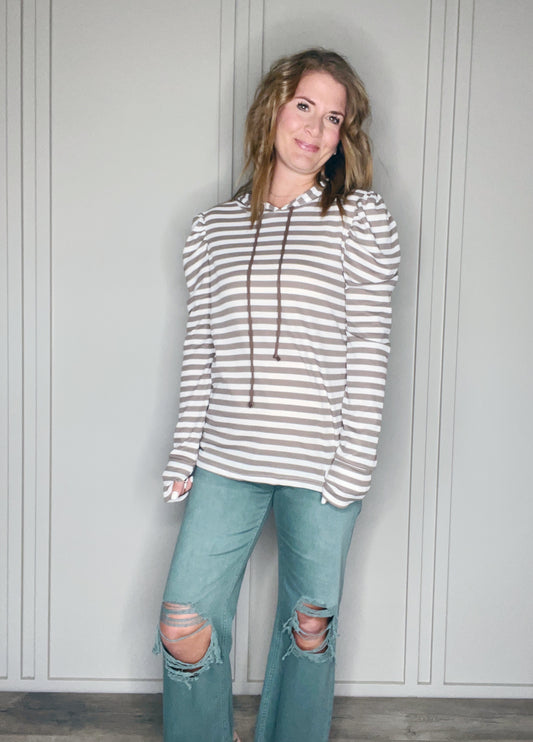 BRUSHED LONG SLEEVE WITH STRIPES