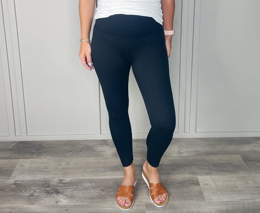 BASIC KNIT BLACK SOLID LEGGING