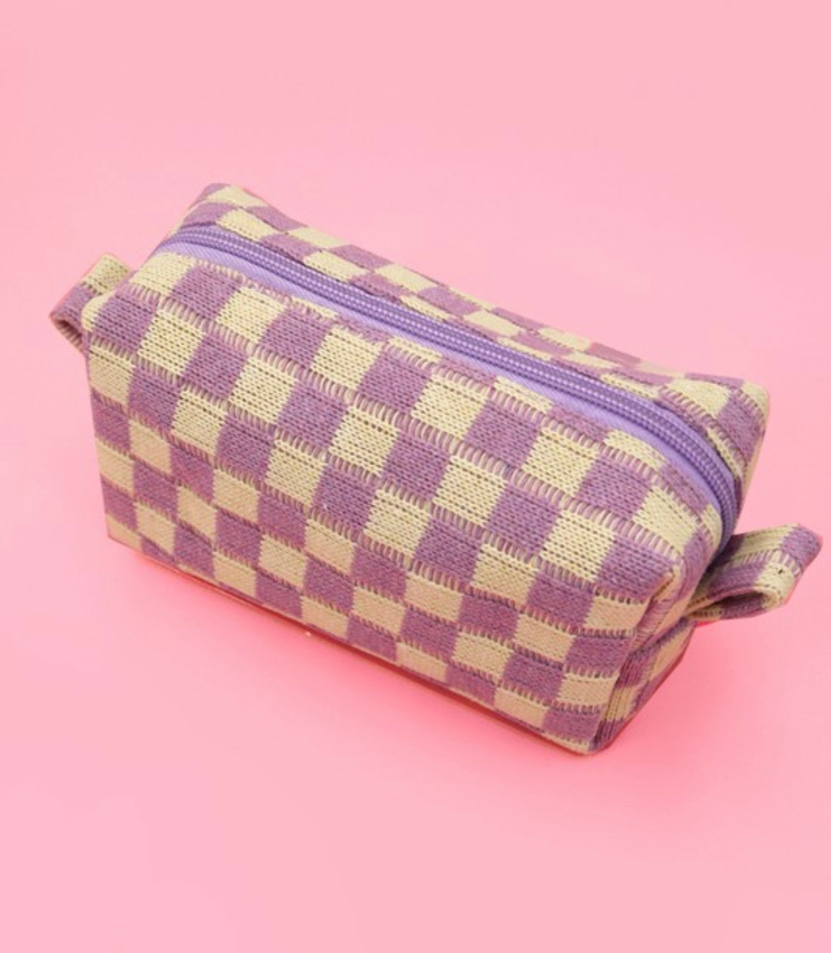 CHECKERED COSMETIC MAKEUP POUCH