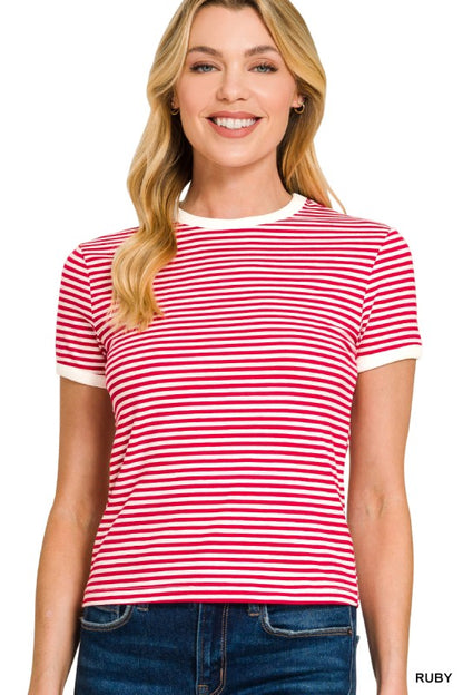 STRIPED BANDED TEE