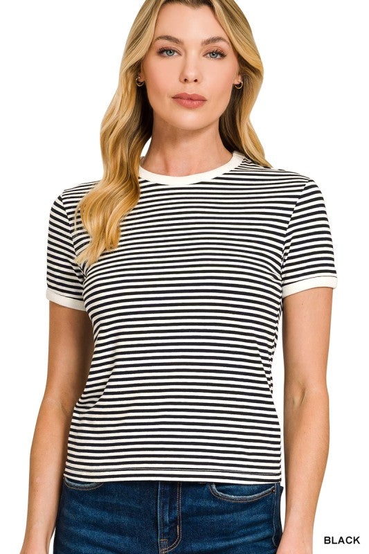 STRIPED BANDED TEE