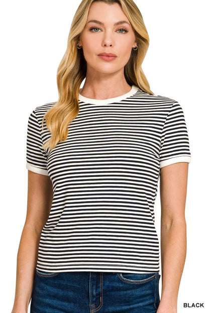 STRIPED BANDED TEE
