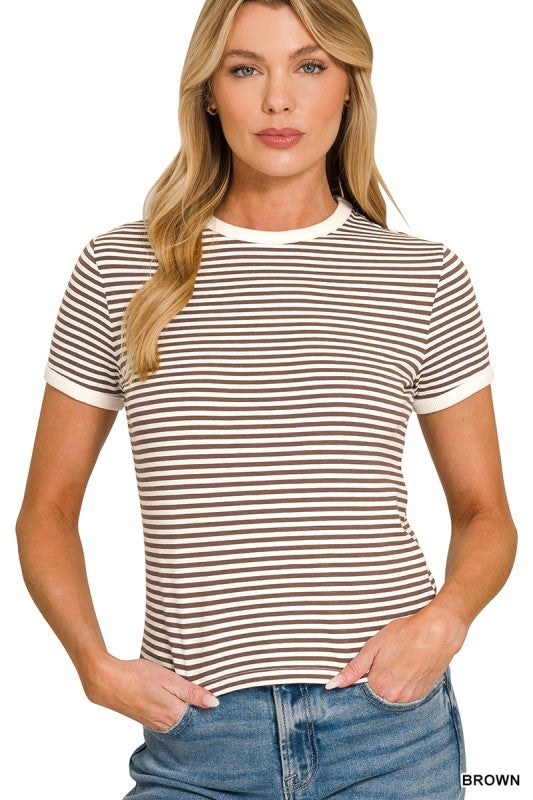 STRIPED BANDED TEE