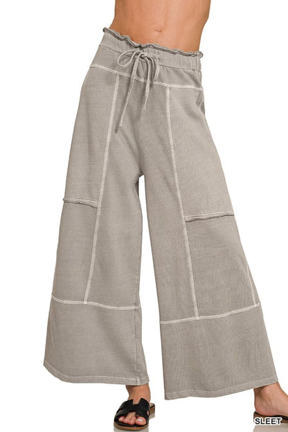 FRENCH TERRY WASHED WIDE LEG PANY