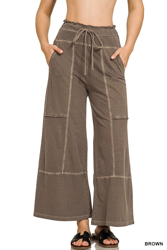 FRENCH TERRY WASHED WIDE LEG PANY