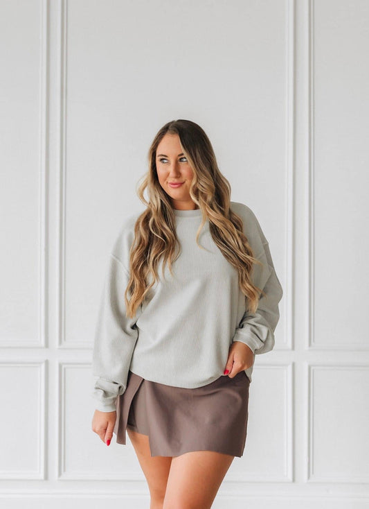 ICE GREY CORDED CREW