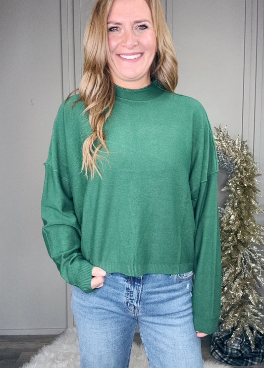 -BF- HIGH NECK RAGLAN SLEEVE SWEATER