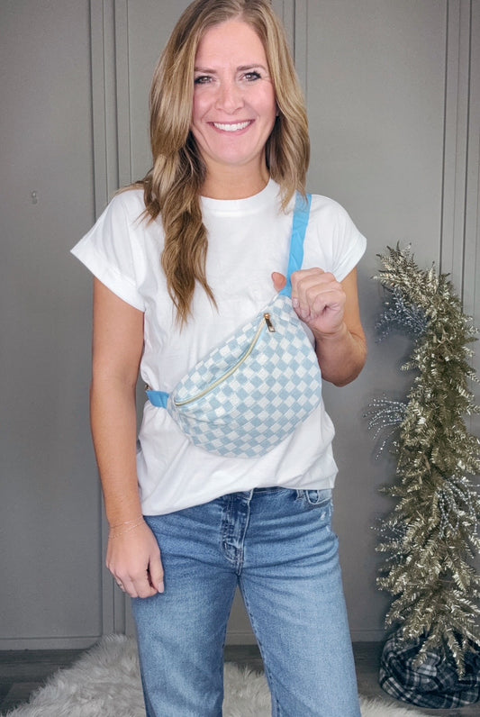 -BF- CHECKERED WAIST CROSSBODY SLING BAG