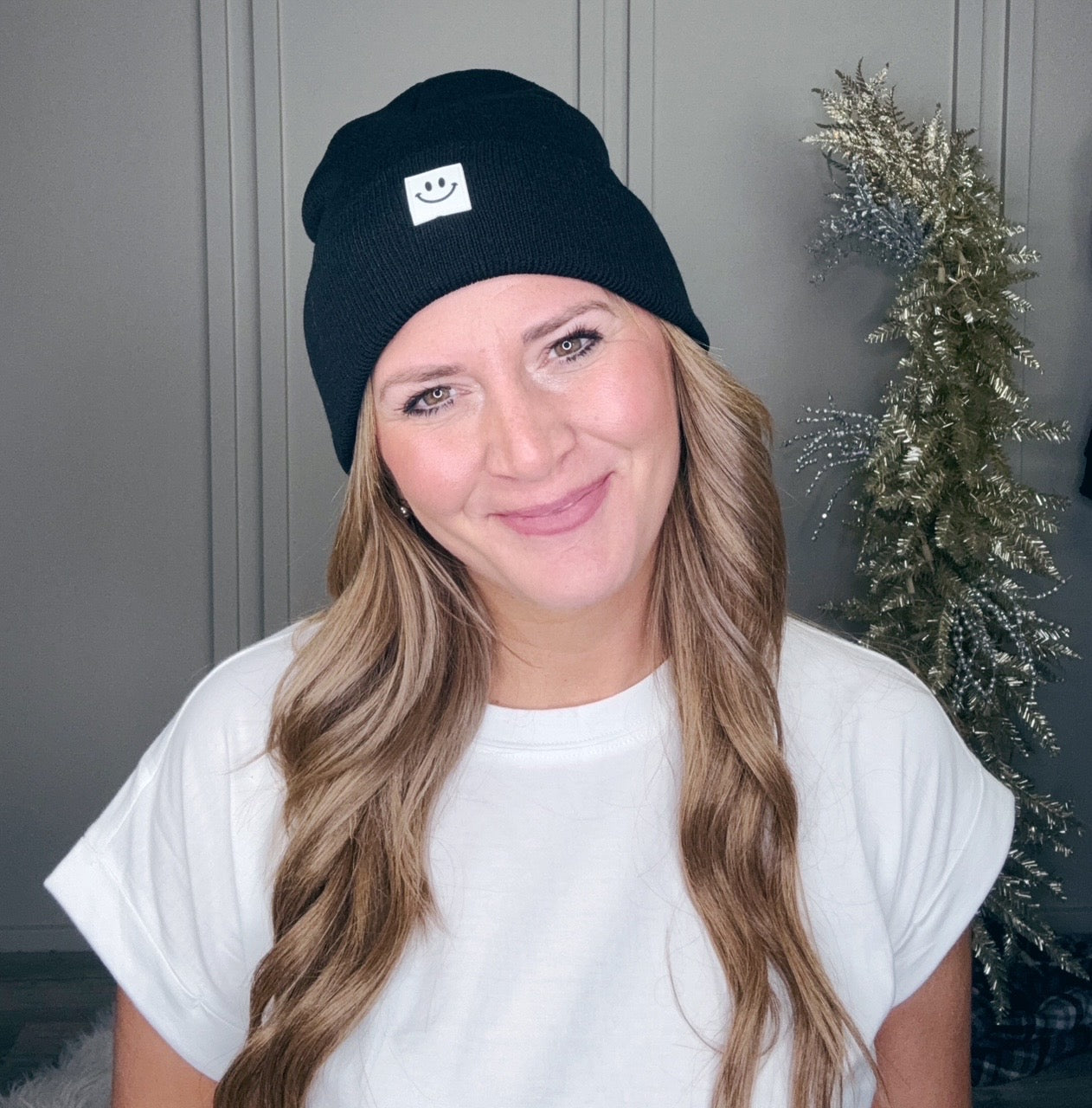 -BF-SMILEY FACE PATCH BEANIE