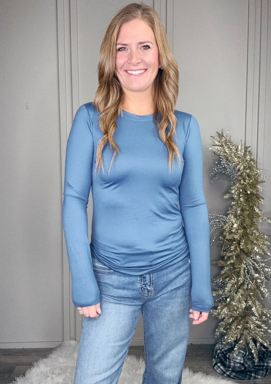 -BF-BRUSHED MICROFIBER LONG SLEEVE TEE