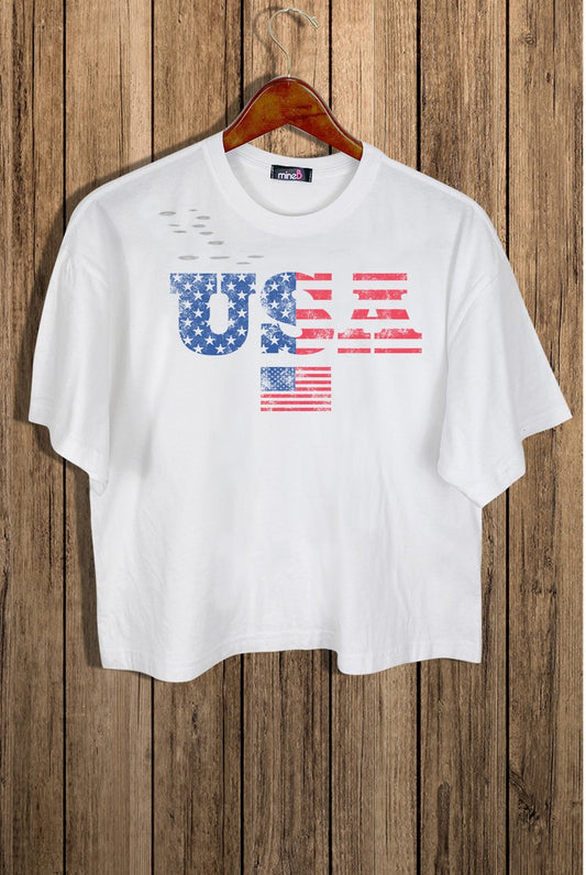 DISTRESSED USA CROPPED GRAPHIC