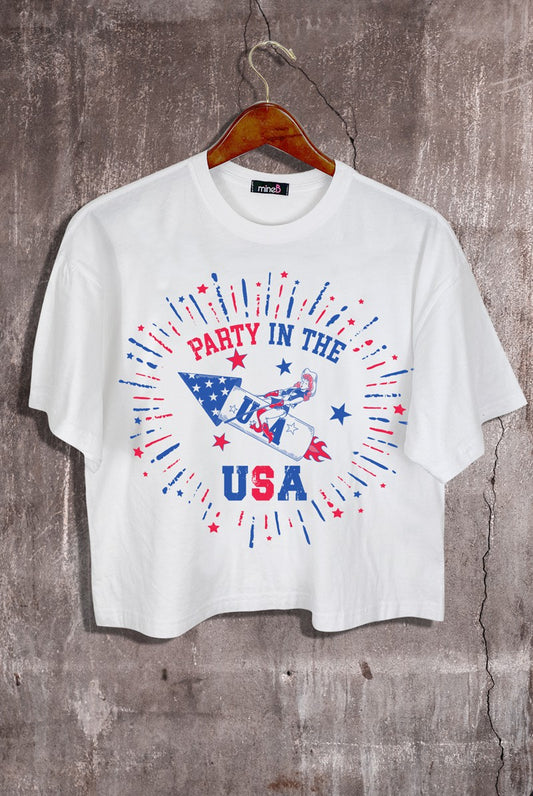 PARTY IN THE USA CROP FESTIVE TEE
