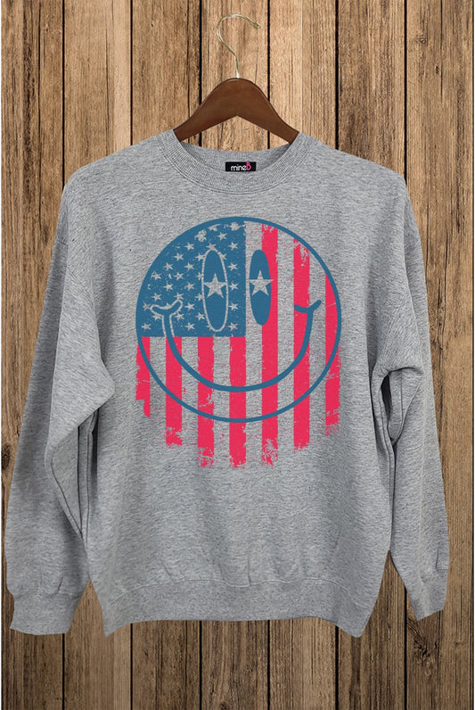 USA FLAG HAPPY GRAPHIC SWEATER