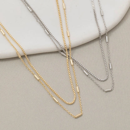 DOUBLE LAYER BAR CHAIN NECKLACE