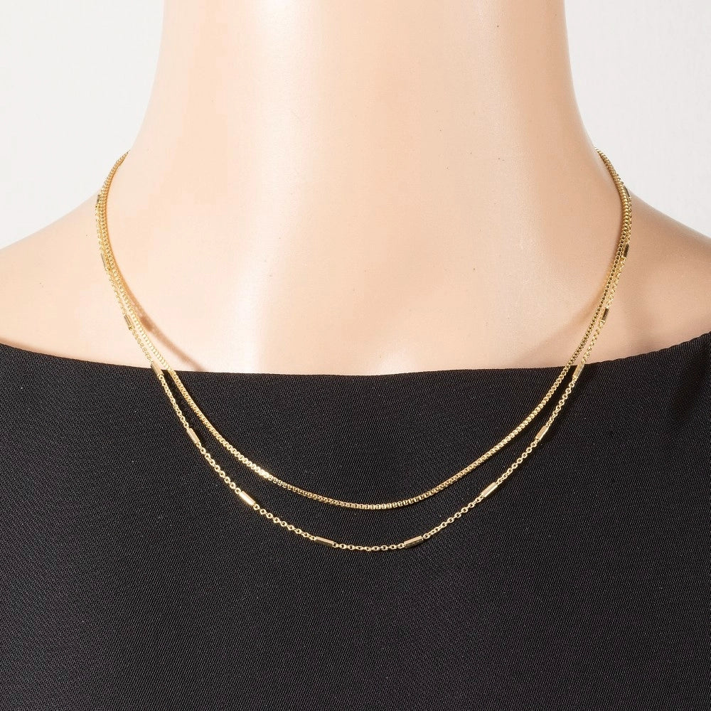 DOUBLE LAYER BAR CHAIN NECKLACE