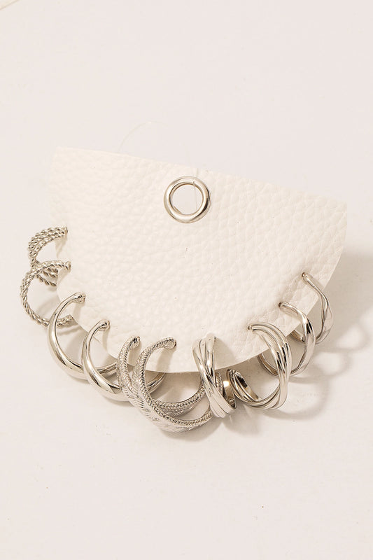 5 PAIR ASSORTED HOOP EARRINGS SET